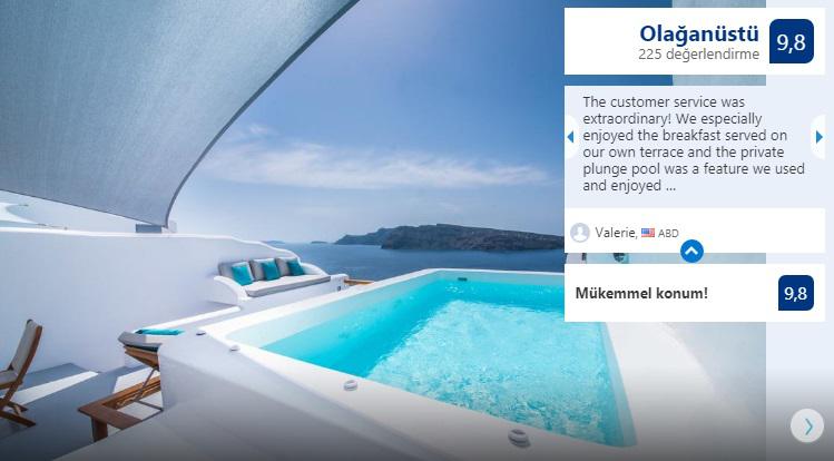 bryllupsreisehoteller, dresser, delux-villaer med basseng på Santorini-øya